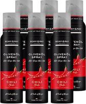 SCAVI & RAY alyvuogių aliejaus purškiklis su čili, 6 x 200 ml – aromatingas čili prieskonių aliejus iš Italijos, maisto ruošimo purškiklis su 3 dozavimo lygiais, skirtas žuviai, mėsai ir salotoms, aukštos kokybės gurmaniškas aliejus