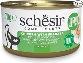 Schesir, Vištienos filė su želė, papildomas drėgnas ėdalas katėms, originalios receptūros, 100% natūralus, 12 x 70g skardinių