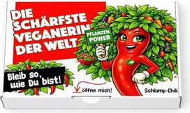 Schlump-Chili Aštriausias pasaulyje veganas - linksma ir originali dovana be mėsos veganėms ir vegetarėms. Šauni dovana be gyvūninės kilmės produktų.