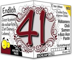 Schlump-Chili Endlich 41 - juokinga aštri gimtadienio dovana. Originali 41-ojo gimtadienio dovanos idėja vyrams ir moterims