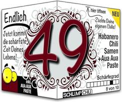 Schlump-Chili Endlich 49 - juokinga aštri gimtadienio dovana. Originali dovanos idėja 49-ajam gimtadieniui vyrams ir moterims
