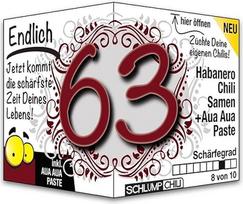 Schlump-Chili Endlich 63 - juokinga aštri gimtadienio dovana. Originali dovanos idėja 63-iajam gimtadieniui vyrams ir moterims