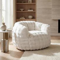 Sėdimoji pūslė suaugusiems, dirbtinio kailio „Bean Bag“ sofa, poilsio krėslas | Vienvietė sėdimoji pūslė su minkštu ir nuimamu apvalkalu bei porankiais, poilsio krėslas, skirtas svetainei ir miegamajam, nereikalauja surinkimo