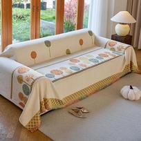 Šenilinė sofos antklodė su kutais, su medžių raštu, sofos antklodė, L formos kampinė sofa, dvipusė sofos antklodė, sofos antklodė, kėdės antklodė, 1, 2, 3, 4 vietų (180 x 180 cm, kreminė spalva)