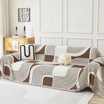 Šenilinis Boho sofos ir sofos užvalkalas su kutais Geometrinio modelio užvalkalas L formos sekcijai, 2 3 4 sėdimų vietų sofai, apverčiamas ir pritaikytas naminiams gyvūnėliams (180x300 cm, kava)