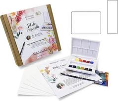 Sennelier Aquarelle.Rinkinys su siuvinėjimu, gėlių dizainu Marie Boudon ir 2 EMI Craft atvirukais