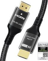 Sertifikuotas 10K, 8K, 4K HDMI 2.1 kabelis, 3 m, itin greitasis HDMI® kabelis | 48Gbps Ethernet, CEC, 4K, 240 Hz, 200 Hz, 165 Hz, 144 Hz, 120 Hz, 60 Hz, 0,01 ms, eARC, HDCP 2.3, HDR10+, kompiuteris, nešiojamasis kompiuteris, televizorius, monitorius, pro