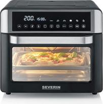 SEVERIN 2-in-1 Toaster Oven & Hot Air Fryer, Air Fryer, 25 L, with LED Display, Timer & 12 Auto Programmes, Includes Baking Tray, Grill Rack, Frying Basket, 40-220°C, 2,200 W, Black/Silver, TO 9579