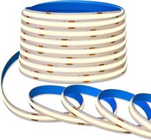 SEZO 10 m FCOB lipni LED juosta, 24 V, 480 LED/m, šilta balta spalva (3000 K), didelio tankio šviesos šaltiniai, reguliuojamo ryškumo COB LED juosta, 8 mm, IP30 (neatsparus vandeniui), balta spausdintinė plokštė (PCB), skirta savarankiškam interjero apšvi