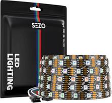 SEZO WS2815 LED juostelės šviesa (atnaujinta WS2812B) 5M 60LEDs/m svajonių spalva individualiai adresuojama RGB 5050SMD dvigubas signalas WS2813 LED lanksti šviesos juosta IP30 nelaidi vandeniui DC12V juoda PCB