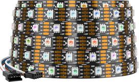 SEZO WS2815B „Eco“ LED juosta SPI RGB (patobulinta WS2812B versija) 12 V nuolatinės srovės, 5 m, 60 LED/m, reguliuojamo ryškumo, individualiai adresuojama juosta, 5050SMD, dvigubo signalo šviesos juosta, IP30, neatsparus vandeniui, skirta savarankiškai mo