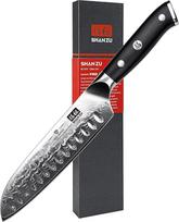 SHAN ZU „Damascus“ peilis, 18 cm | Japonų peilis su 67 sluoksniais „Damascus“ plieno, aukšto anglies kiekio 10Cr15MoV plieno šerdimi, ergonomiška G10 rankena – „PRO“ serija