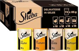 Sheba delikatesas želė, drėgnas kačių ėdalas su rinktine paukštiena, 72 x 85 g