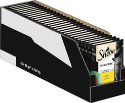 SHEBA® porcijų maišeliai „Delikatesse“ su vištiena želėje, 28 x 85 g