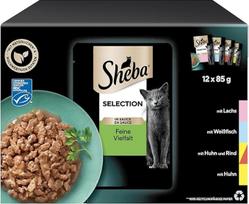 Sheba Selection in Sauce - kačių maistas su padažu suaugusioms katėms - kačių maistas dėkle arba maišelyje - įvairios rūšys