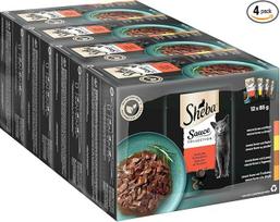 SHEBA® porcinių maišelių rinkinys „Saučių kolekcija: pikantiškas rinkinys“ 4 x 12 x 85 g