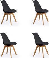SHIITO Otto modelis - 4 šiaurietiško stiliaus valgomojo kėdės | 47 x 42 x 84 cm - juoda spalva | paprastas ir elegantiškas dizainas | su buko kojomis