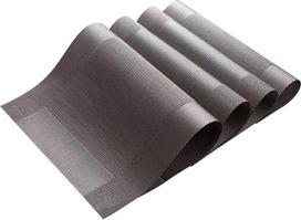 SHINEOFI 4 vnt. stalo servetėlių iš aukštos kokybės PVC, šilumą izoliuojančios ir neslystančios, skirtos indams ir lėkštėms, apsaugančios valgomojo stalą nuo įbrėžimų ir dėmių, sidabrinės