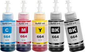 SHUOLEI 664 rašalas suderinamas su Epson 664 rašalo kasetėmis, skirtomis ET-2500 ET-2550 ET-2600 ET-2650 ET- 3600 ET-4500 ET-4550 ET-14000 ET-15000 ET-16500 L10 0 L11 0 L200 L210 L350 L355 (5 pakuotės)