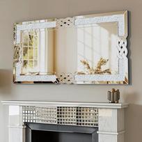 Sieninis veidrodis „Crystal Mirror“ 120 x 60 cm: prabangus didelis svetainės veidrodis su stačiakampiu rėmu, modernus HD dekoratyvinis veidrodis, sidabrinės spalvos, skirtas svetainei ir miegamajam