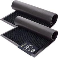 Sierra Concepts 2 Pack Black Ribbed Door Mat Indoor Outdoor Entrance Door Mat Door Mat Door Mat for Entryway Shoe Scraper Entryway Garage Traffic Supply Porch 30" x 17"