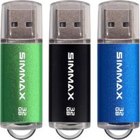 SIMMAX USB atmintinė 32GB, USB 2.0, „Flash Drive“, „Thumb Drive“, „Pen Drive“ (32GB, žalia, juoda, mėlyna)