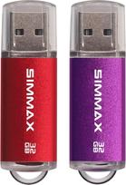 SIMMAX USB atmintinė 32GB, USB 2.0, „Flash Drive“, „Thumb Drive“, „Pen Drive“, 2 vnt. rinkinys (32GB, raudona ir violetinė)