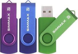 SIMMAX USB atmintinė, 16GB, „Memory Stick“, pasukamo dizaino USB atmintinės, „Zip“ atmintinės (16GB, violetinė, mėlyna, žalia)