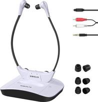SIMOLIO SM-824D1 Skaitmeninės belaidės ausinės televizoriams senjorams, 2,4 GHz belaidės TV ausinės su keičiama baterija, mikrofonu ir įkrovimo stotele, TV klausos stiprintuvas