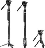 SIRUI AM-165 anglies pluošto monopodas, S3 sklandžiai veikianti galvutė, „One-Step“ sistema, kojelės | 175 cm vaizdo monopodas su sklandžiai veikiančia galvute, „One-Step“ sistema, nuimama pagrindo dalis, skirtas DSLR vaizdo kameroms, sportui, gamtos foto