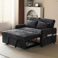 Šiuolaikinė dvigulė sulankstoma sofa-lova, dvivietė daugiafunkcinė sofa su miego funkcija, reguliuojamu atlošu ir mobiliojo telefono laikikliu, USB įkrovimo prievadu, tinkama svetainei, miegamajam, biurui (pilka A)