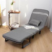 Šiuolaikinė sulankstoma sofa-lova su užtrauktuku, reguliuojamu atlošu, transformuojama miegoti namuose, bendrabutyje, biure, pilka 65 cm