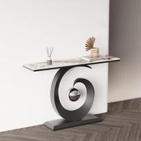 Šiuolaikinis "Rock Panel Console" sofos stalas su metaliniu rėmu, paprastas svetainės šoninis stalas prieškambaryje, fojė, įėjime, modernus dekoratyvinis