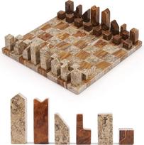 Šiuolaikinis šachmatų rinkinys – rankų darbo marmuro šachmatų lenta be kraštų su minimalistinėmis geometrinėmis detalėmis, prabangus dekoratyvinis šachmatų rinkinys, skirtas padėti ant kavos staliuko ar papuošti namus