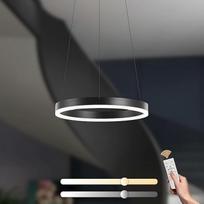 Šiuolaikinis „pasidaryk pats“ apvalus LED šviestuvas, 1 juodas auksinis žiedas, 40 cm = 23 W, LED pakabinamas šviestuvas iš metalo ir akrilo, 2,4 G, reguliuojamas nuotolinio valdymo pultu, apvalus pakabinamas lubų šviestuvas, skirtas svetainei, miegamajam