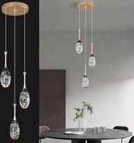 Šiuolaikiškas „Black Gold“ pakabinamas šviestuvas, 3 lemputėmis LED lubų šviestuvai, mini lašelių formos krištolo pakabinamas šviestuvas, skirtas virtuvės salai, miegamajam, prieškambariui ir įėjimui; reguliuojamo aukščio pakabinamas šviestuvas