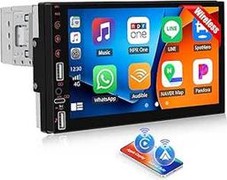 SIXTOP Belaidis 1 DIN "Carplay" ir "Android" automobilinis radijas, 7 colių jutiklinio ekrano automobilinis radijas su "Bluetooth Mirror Link" EQ FM radijas USB/TF/AUX valdymas prie vairo