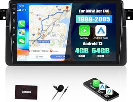 SIXTOP 4G + 64G Android 13 automobilinis radijas BMW E46 1998-2006 su Carplay Android Automobilinis 9 colių IPS 1280 x 720P jutiklinis ekranas automobilinis radijas su Bluetooth 32EQ GPS WiFi FM/RDS MirrorLink Split Screen SWC Mic