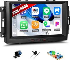 SIXWIN 2+64G "Android 15" automobilinis radijas "Chrysler/Jeep/Dodge" su "Carplay"/"Android Car"/"Mirror Link", 8 colių jutiklinis ekranas su "WiFi GPS", "Bluetooth", FM/RDS radijas, EQ + atbulinės eigos kamera + mikrofonas