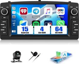 SIXWIN 4+64G Android 15 Autoradio für Toyota Corolla E120/E130 Altis E120 BYD F3 mit Carplay/Android Auto,7'' HD Touchscreen mit WiFi GPS Bluetooth 5.0 FM RDS 32EQ +Rückfahrkamera