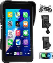 SIXWIN Carplay motociklo ekranas "Moto" su belaidžiu "Carpla"/"Android" automobiliu, 5 colių HD jutiklinis "Moto" ekranas, automobilinis radijas IP68 vandeniui atsparus motociklo GPS dvigubas "Bluetooth" asistentas Siri/G00-gle (vertikalus)