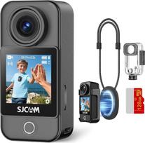 SJCAM C400 128GB kišeninė kamera vlogams, 4K kūno kamera, 7 val. baterijos veikimo trukmė, 6 ašių stabilizatorius, 2,25 colio jutiklinis ekranas, atspari vandeniui iki 30 m gylio, skirta tiesioginėms transliacijoms „YouTube“, juoda