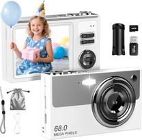 Skaitmeninis fotoaparatas 4K, 64 MP, 16 kartų skaitmeninis priartinimas, vlogų kūrimo fotoaparatas, kompaktiškas fotoaparatas su 2,8 colio LED ekranu, 64 G „Micro“ atminties kortele, 1 baterija, skirtas vaikams, paaugliams, studentams ir pradedantiesiems