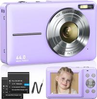 Skaitmeninis fotoaparatas, 1080P, 44 MP, 16 kartų skaitmeninis priartinimas, su įkraunamais akumuliatoriais. Skaitmeninis fotoaparatas vaikams, paaugliams, studentams ir pradedantiesiems. Violetinės spalvos