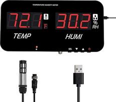 Skaitmeninis higrometras-termometras su LED ekranu, -20–80 °C / 0–100 % rF, ±1 °C tikslumas, nustatomi signalai (6–120 s), montavimas ant stalo, prie sienos arba ant trikojo, C tipo, skirtas namams, biurui, laboratorijai, sandėliui