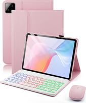 Skirta „Xiaomi Pad 7“ / „7 Pro“ (2024) ir „Xiaomi Pad 8“ / „8 Pro“ (2025) – 11,2 colių dėklas su belaidžiu „Bluetooth“ apšviestu spalvotu vokišku klaviatūros rinkiniu (QWERTZ) ir pele, magnetinis nuimamas, apšviestas klaviatūros dėklas