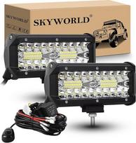 SKYWORLD 2 x LED darbiniai žibintai su 12 V laidų pynėmis, 7 colių 18 cm 120 W LED žibintai Papildomas priekinis žibintas Vandeniui atsparus darbinis žibintas atbulinės eigos žibintas 4x4 automobiliui, traktoriui, bekelei, visureigiui, UTV, ATV