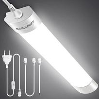 Šlapių patalpų LED lempa su kištuku 120 cm, 36 W IP65 LED vamzdžio lempa, atspari vandeniui, dirbtuvių lubų apšvietimas garažui, rūsiui, sandėliui, vonios kambariui, biurui, lauke, dirbtuvių lempa, neutrali balta spalva, 4000 K, 4000