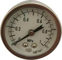 Slėgio matuoklis 0–1 MPa, 44 mm ciferblatas, R 1/8 sriegis, 9,74 mm ašinė jungtis