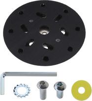 Šlifavimo disko laikiklis, 15 cm, 17 skylių, su „velcro“ tvirtinimu, su keičiamu šlifavimo disku, suderinamas su „Makita“ BO6030 ir BO6040, „Festool“ RO1, ES150, ET2